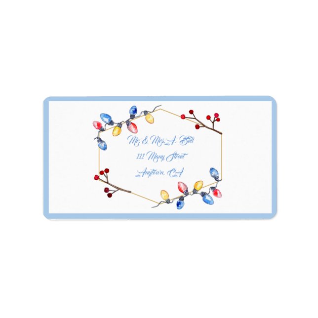 Watercolor Christmas String Lights Label (Front)