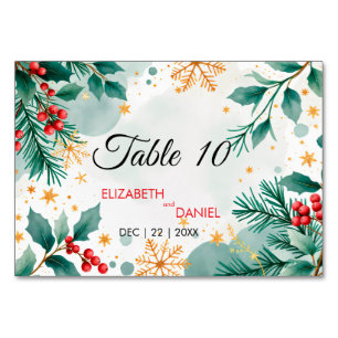 Watercolor Christmas Table Number Cards – Holly