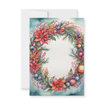 Watercolor Christmas Thank You Card Wreath