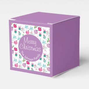 Watercolor Christmas Themed Hand Painted Pattern Favour Box