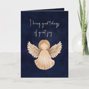 Watercolor Christmas Tidings Of Great Joy Folded Holiday Card