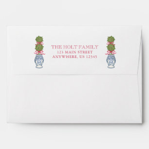 Watercolor Christmas Topiary Personalized Envelope