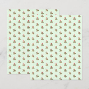 Watercolor Christmas Tortoise Santa Hat Paper