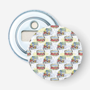 Watercolor Christmas train and drum hand drawn Bottle Opener