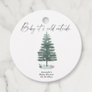 Watercolor Christmas tree baby shower Favour Tags