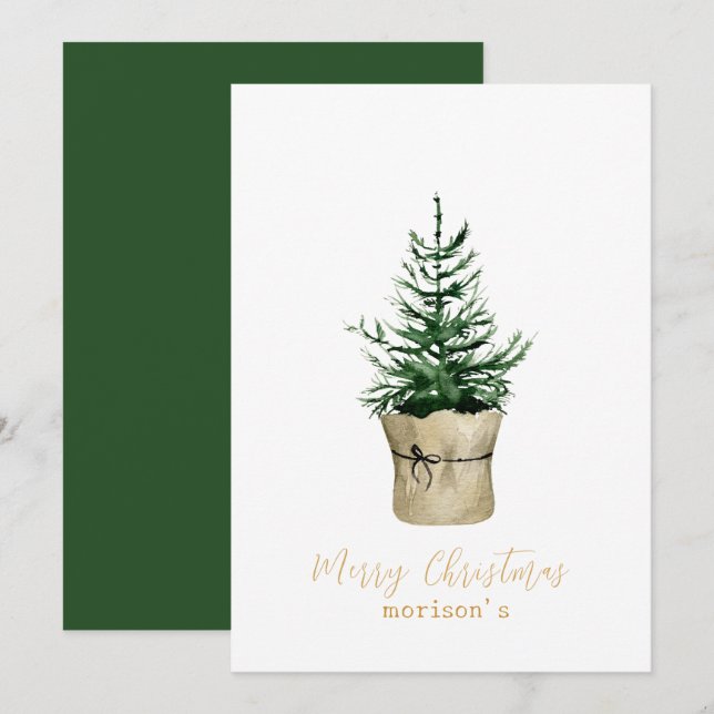Watercolor Christmas Tree boho style  Invitation (Front/Back)