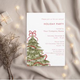 Watercolor Christmas Tree Business Holiday Party Invitation