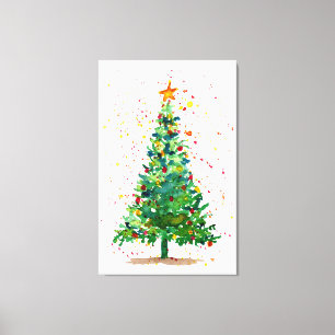 Watercolor Christmas Tree Canvas Print