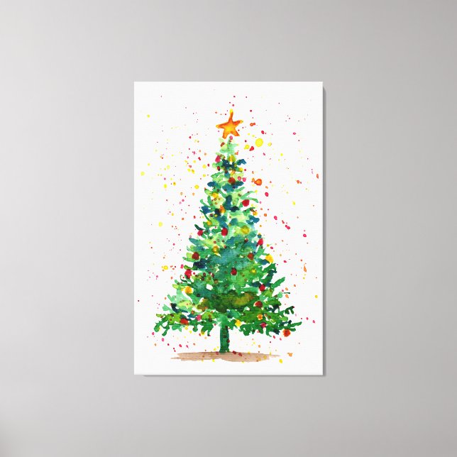 Watercolor Christmas Tree Canvas Print (Front)