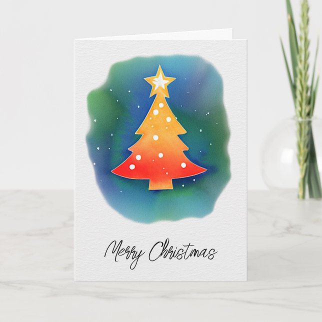 Watercolor Christmas Tree Card (Front)
