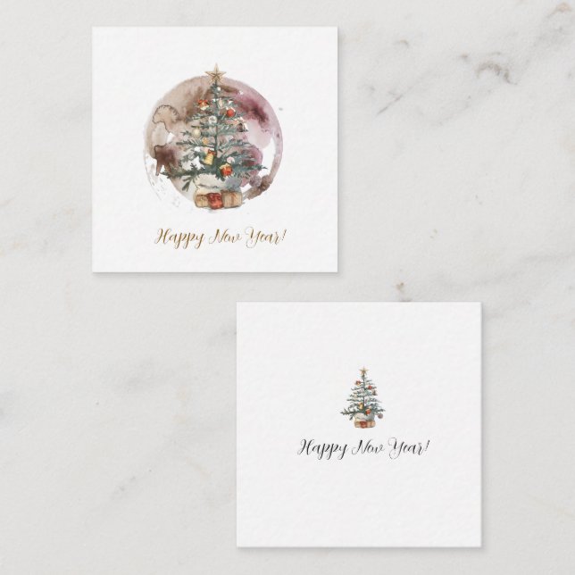 Watercolor Christmas Tree Card (Front/Back)