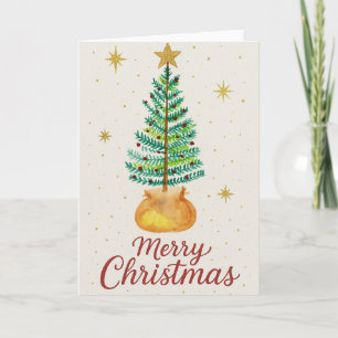 Watercolor Christmas Tree Card
