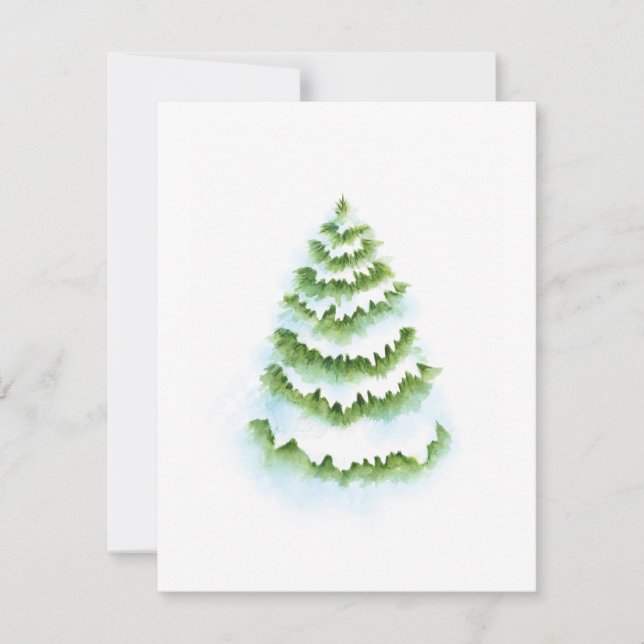 Watercolor Christmas Tree  Card (Front)