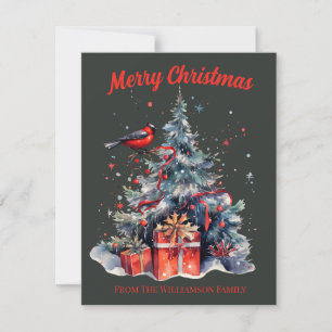 Watercolor Christmas Tree Christmas Card