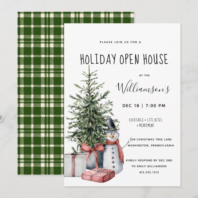 Watercolor Christmas Tree | Christmas Party  Invitation (Front/Back)