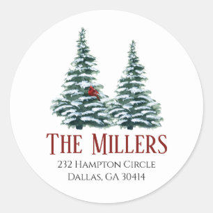 Watercolor Christmas Tree  Classic Round Sticker