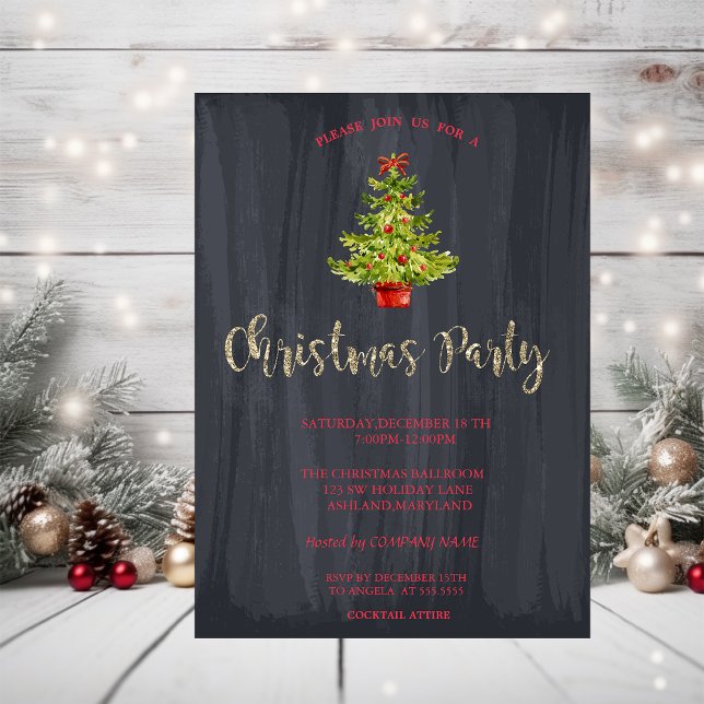 Watercolor Christmas Tree Company Christmas Party Invitation (Creator Uploaded)