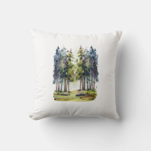Watercolor Christmas Tree Cushion