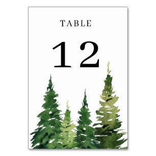 Watercolor Christmas Tree Festive Wedding Table Number