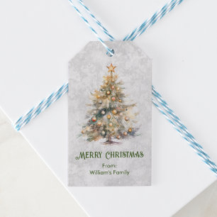 Watercolor Christmas Tree Gift Tags