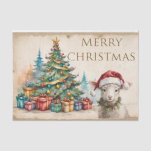 Watercolor Christmas Tree & Gifts Merry Christmas Tissue Paper