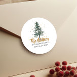 Watercolor Christmas Tree Gold Return Address Classic Round Sticker<br><div class="desc">Christmas Tree Gold Return Address Sticker. Add a special touch to your holiday envelopes this year!</div>