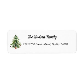 Watercolor Christmas Tree Holiday Address Sticker