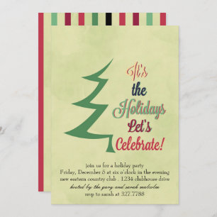 Watercolor Christmas Tree Holiday Party Invitation