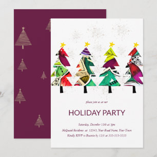 Watercolor Christmas Tree Holiday Party Invitation