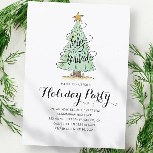 Watercolor Christmas Tree Holiday Party Invitation