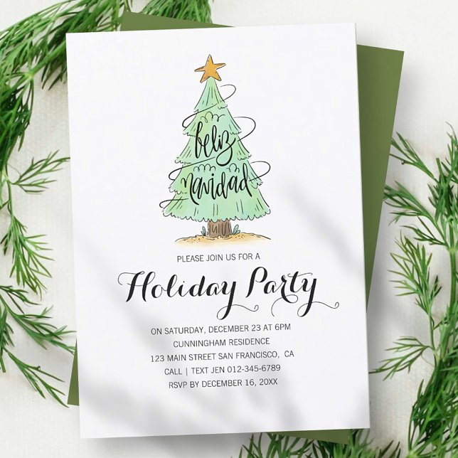 Watercolor Christmas Tree Holiday Party Invitation (Creator Uploaded)