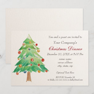 Watercolor Christmas Tree Holiday party Invite