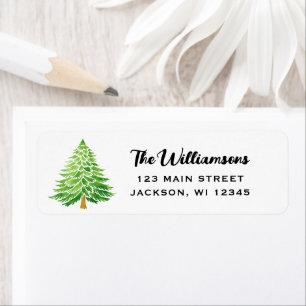Watercolor Christmas Tree Holiday Return Address