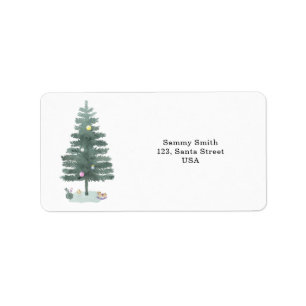 Watercolor Christmas tree Label