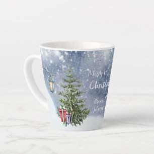 Watercolor 🎄 Christmas Tree Lantern Gifts Latte Mug