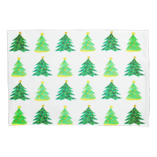 Watercolor Christmas Tree Magical Holiday Pillowcase