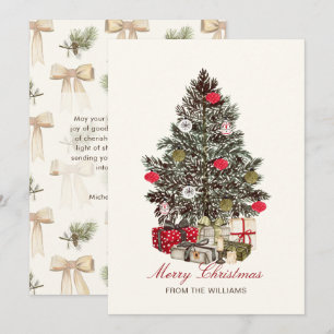 Watercolor Christmas Tree Merry Christmas  Holiday Card