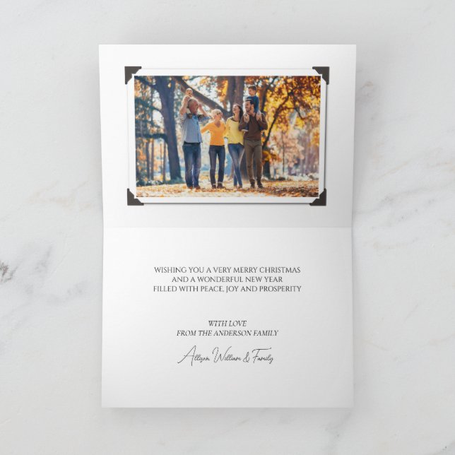 Watercolor Christmas Tree Merry Christmas Photo Holiday Card (Inside)