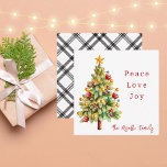 Watercolor Christmas Tree Modern Peace Love Joy Card<br><div class="desc">Watercolor Christmas Tree Modern Peace Love Joy Note Card This note card entwines festive tradition and modern elegance with this trendy and stylish watercolor Christmas tree design. This enchanting design captures the spirit of the holiday season. Modern simple typography "peace, love, joy" is a simply-stated and contemporary Christmas message. This...</div>