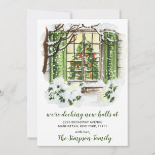 Watercolor Christmas Tree Moving Announcement