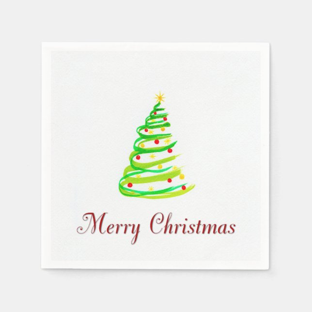Watercolor Christmas tree Napkins (Front)