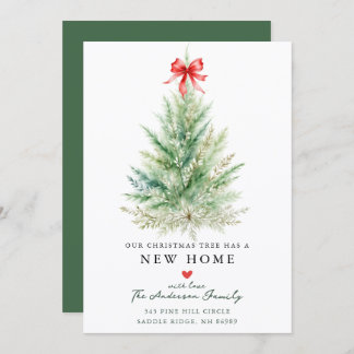 Watercolor Christmas Tree New Home Card