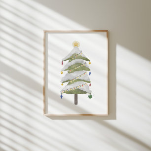 Watercolor Christmas tree nursery wall art