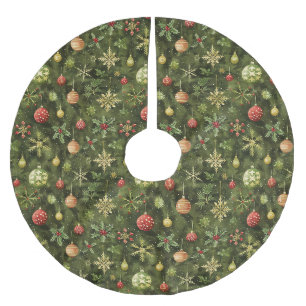 Watercolor Christmas tree ornament Brushed Polyester Tree Skirt