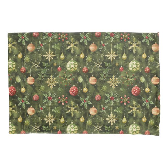  Watercolor  Christmas tree ornament Pillowcase (Front)