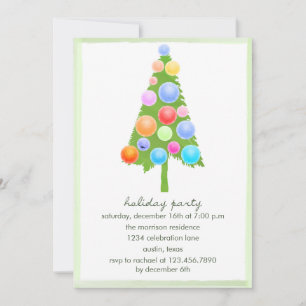 Watercolor Christmas Tree -Party invitation