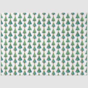 Watercolor Christmas Tree Pattern, Christmas Tissue Paper