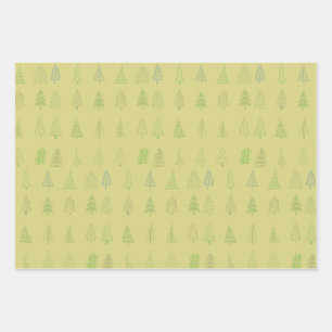 Watercolor Christmas Tree Pattern Merry Christmas Wrapping Paper Sheet