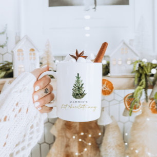 Watercolor Christmas Tree Personalised Christmas  Coffee Mug