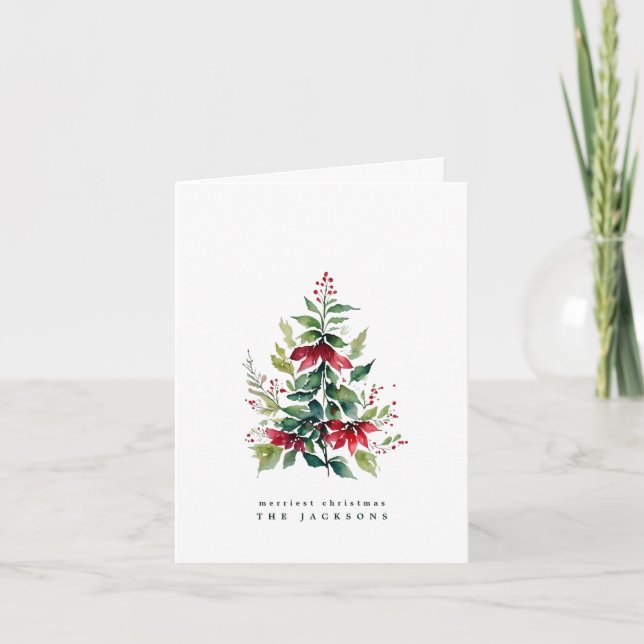 Watercolor Christmas Tree | Photo | Custom Holiday Card (Front)